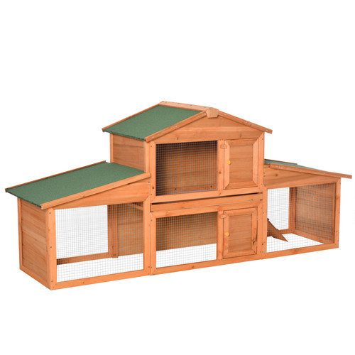 Deluxe fir wood rabbit hutch - wood,