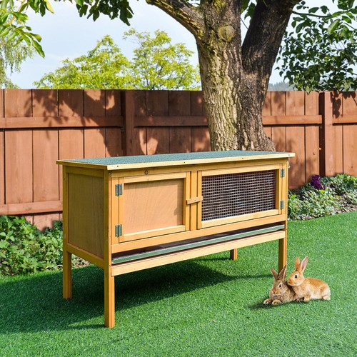 Pawhut wooden rabbit hutch - wooden,