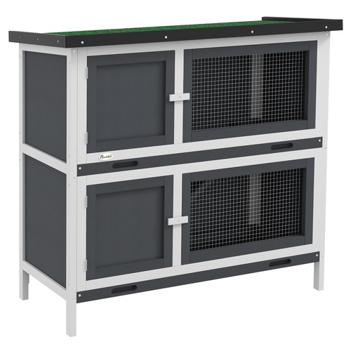 Pawhut rabbit hutch double - hutch,,