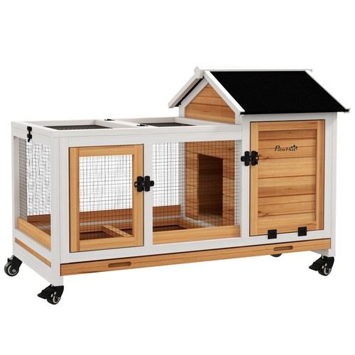 Pawhut rabbit hutch guinea - rabbit,