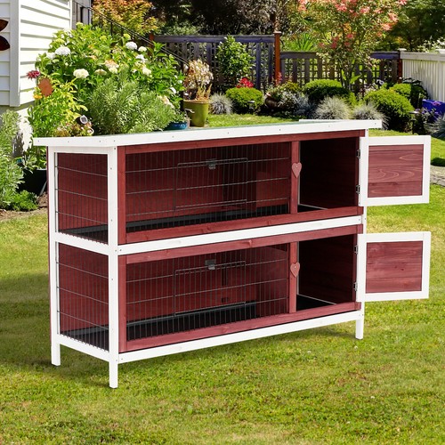 Pawhut rabbit hutch guinea - rabbit, hutch,