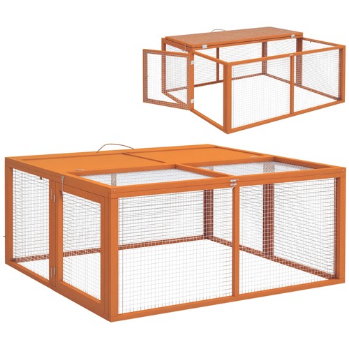 Pawhut rabbit hutch - hutch,, folding