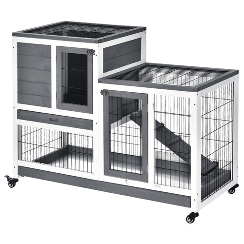 Pawhut wooden rabbit hutch - wooden,