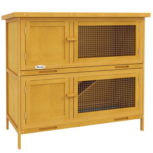 Pawhut rabbit hutch double - pawhut,