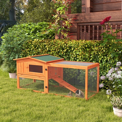 Pawhut wooden rabbit hutch - pawhut,
