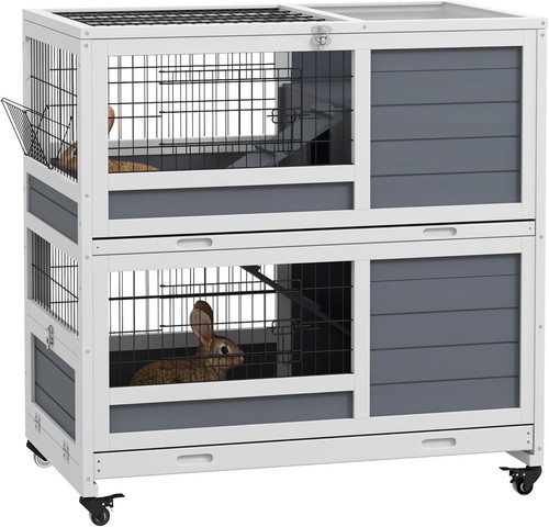 Pawhut rabbit hutch guinea - pawhut,