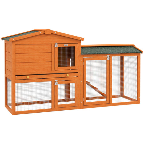 Pawhut wooden rabbit hutch - wooden,
